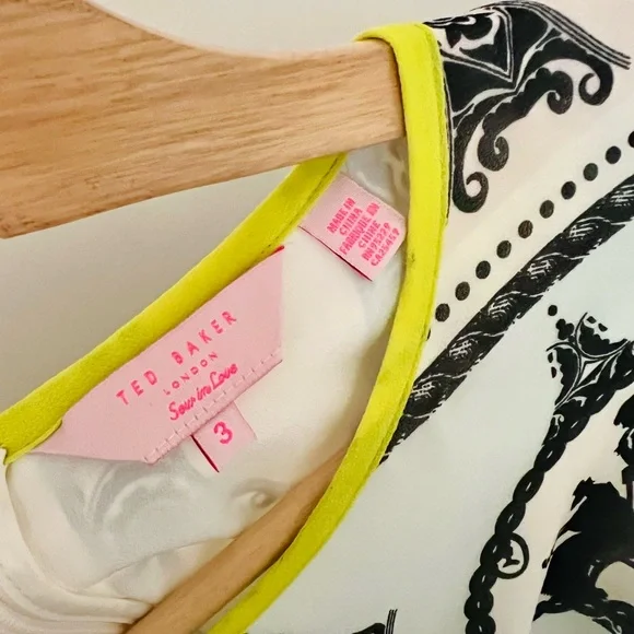 TED BAKER Tea for Two Cameo Silhouette Print Pleat Skirt Dress - Size 3 - Picture 6 of 9